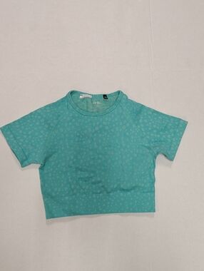 AYBL Aqua Blue Printed Crop Tee